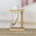 beer glass with wood base in gift box